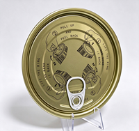 Approvisionnement direct d'usine 401 #   Couvre-boîte à ouverture facile TFS de 98,9 mm avec pâte d'aluminium interne et revêtement jaune pour l'emballage des fruits de mer
