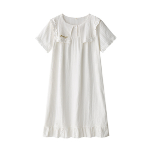 Nuovo Design per ragazze a maniche lunghe in <span class=keywords><strong>cotone</strong></span> abito bianco <span class=keywords><strong>camicia</strong></span> <span class=keywords><strong>da</strong></span> <span class=keywords><strong>notte</strong></span> per ragazze elegante pigiama Lounge - Product Image 6