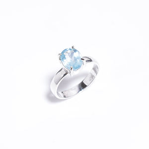 Anillo de Aguamarina Natural de Plata de Ley 925, joyería fina personalizada para mujer, anillo de boda con ajuste de bisel bonito, suministro al por mayor - Product Image 1
