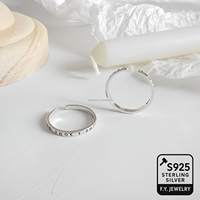 Oracle Bone Script Ring Argent Sterling 925 Réglable Minimaliste Mince Bande Ouverte Bijoux Culturels pour Hommes ou Femmes Quotidien ou Cadeau