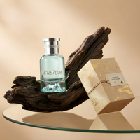 Flacon de parfum de luxe personnalisé en verre ambré 100 ml, base en forme de montagne, flacon de parfum vide avec vaporisateur, accepte l'impression de logo personnalisé