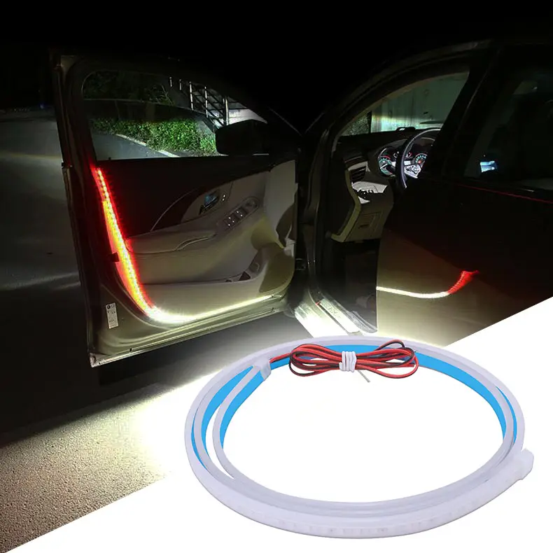 Araba iç kapı <span class=keywords><strong>karşılama</strong></span> ışığı LED güvenlik uyarı Strobe sinyal şerit lamba 120cm su geçirmez 12V beyaz kırmızı led uyarı ışıkları