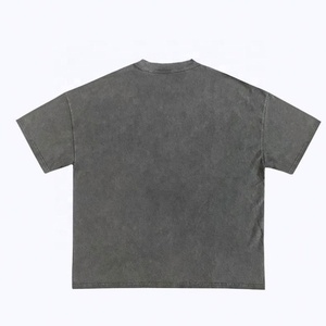 T-shirts vintage pour hommes personnalisés, lavés à l'acide, délavés, surdimensionnés, 100% coton, coupe régulière, luxe, uni, tricoté, col rond - Product Image 2