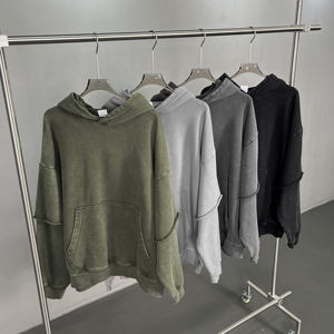 Sweat à capuche thermique rétro délavé pour homme, style streetwear, 430 g/m², 100 % coton, coupe oversize ample en molleton bouclette, très populaire - Product Image 4