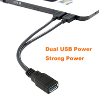 Cable de Extensión USB 3.0 a USB 3.0 2.0, USB 3.0 Hembra a Doble USB Macho, con Alimentación y Datos Adicionales, para Disco Duro Móvil de 2.5 Pulgadas