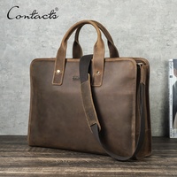 Sac messager pour ordinateur portable en cuir véritable antivol de 14,2 pouces pour hommes, sacoche de bureau en cuir avec serrure à combinaison