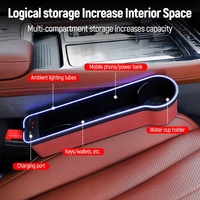 Organisateur de siège de voiture avec éclairage d'ambiance LED, boîte de rangement multifonctionnelle avec deux ports de charge USB