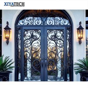 XIYATECH Modern Luxury Heavy-Duty Wrought Iron Security Arches Anti-Theft Exterior Entry <strong>Door</strong> for Luxury Villas Waterproof Front - Product Image 1