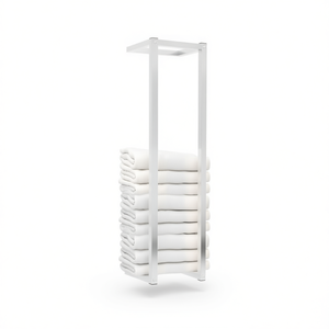 Toallero Eléctrico de Acero Inoxidable Blanco, 9.8x7.9x37.4 Pulgadas, Independiente, Solución Minimalista de Almacenamiento para Baño - Product Image 1