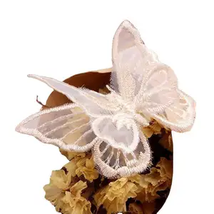 Saia de gaze com padrão de renda personalizada para roupas decorativas de casamento com bordado 3D remendo de borboleta