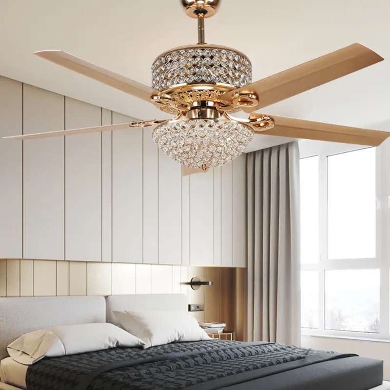 China Nieuwe Producten Moderne Luxe Fancy Crystal Lights Woonkamer Stille Onzichtbare Plafond Ventilator