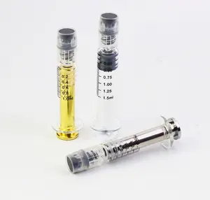 Seringa de vidro cosmética médica 5ml 10ml com trava Luer, seringa de vidro 1ml com haste de êmbolo de plástico e haste de êmbolo de metal