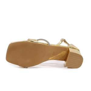 Nouvelles sandales sexy pour femmes à talons hauts, talons épais, dessus doré, strass, bride diagonale, col de <span class=keywords><strong>talon</strong></span>, bout ouvert, modèle A-SH-050 - Product Image 4