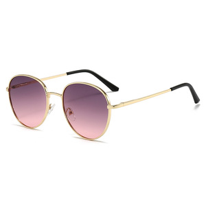 Women's <b>Sunglasses</b> <b>Round</b> <b>Frame</b> Gold UV400 Protection Fashion Outfits - Product Image 4