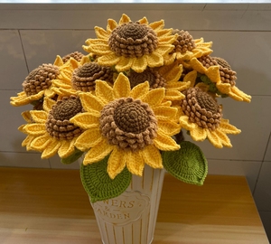 Flores tejidas a <span class=keywords><strong>ganchillo</strong></span> <span class=keywords><strong>de</strong></span> girasol <span class=keywords><strong>de</strong></span> una sola capa al por mayor, girasol tejido hecho a mano con acabado <span class=keywords><strong>de</strong></span> <span class=keywords><strong>ganchillo</strong></span> en maceta - Product Image 6