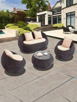 Modernes PE-Rattan Outdoor-Sofa-Set, Wetterfeste Gartenmöbel mit Aluminiumrahmen, Ei-förmige Lounge-Couch für Australische Poolbereiche