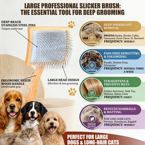 Brosse de toilettage double face en bambou carbonisé avec logo personnalisé pour chats et chiens, peigne anti-puces et brosse à poils pour animaux - Product Image 3