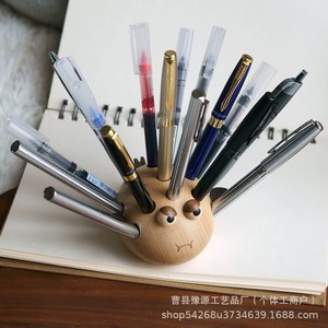 Portalápices de madera con forma de pez globo, organizador de escritorio redondo con forma de animal, para almacenamiento en el hogar u oficina, regalo - Product Image 2