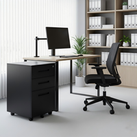 Armoire de classement mobile de luxe noire en acier moderne à 3 tiroirs, écologique et durable, avec glissières à billes pour un déplacement fluide, idéale pour la maison et le bureau