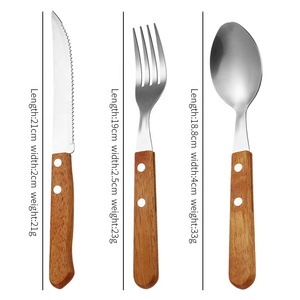 Bộ dao dĩa thìa bằng thép không gỉ mới về, tay cầm bằng gỗ, thiết kế sáng tạo, bộ đồ ăn - Product Image 6