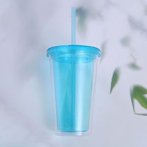 Custom Logo Wholesale Double Wall <b>Plastic</b> 650Ml Tumbler <b>Cup</b> With Ears Lid and Straw - Product Image 5