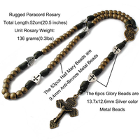 Collier de prière catholique personnalisé avec perles de 10 mm, corde tressée, crucifix de Saint Benoît, pendentif religieux en forme de croix