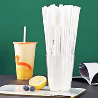 Pailles boba jetables biodégradables écologiques en fibre de bambou PLA en plastique épais, réutilisables et emballées individuellement