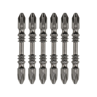 Jeu de tournevis magnétiques PH2 à double embout, robustes et résistants à l'usure, 6,35*65MM, tige hexagonale, acier de qualité industrielle, oxyde noir