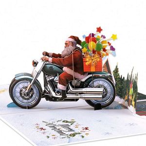 Carte de Noël pop-up en forme de motoneige, Joyeux Noël, Père Noël, Carte de vœux 3D, Cadeau de Noël avec enveloppe et message - Product Image 2