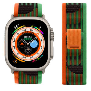 Trendybay Tali Jam Tangan Nylon Bernapas untuk IWatch Ultra 49/45/41mm Seri 7/8/6/SE Oranye/Putih Model <span class=keywords><strong>Loop</strong></span> Fashion - Product Image 5