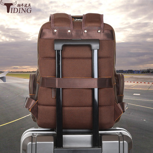 Tiding Retro Crazy Horse Leather <b>Laptop</b> <b>Backpack</b> 15.6-inch Large Capacity Unisex Outdoor Travel Bag - Product Image 5