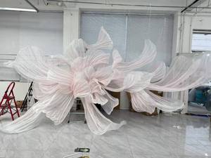 Rideau en <span class=keywords><strong>organza</strong></span> fait main, plissé en forme de vague, motif floral 3D, fleur de forme libre pour décoration de toile de fond de <span class=keywords><strong>mariage</strong></span> - Product Image 2