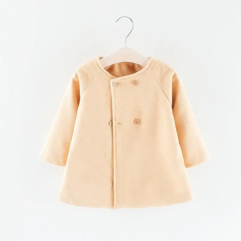 Children's coat new autumn and winter warm round collar long sleeve cloak type woolen children's coat 2022 fashion sweet cute