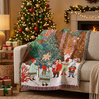 Couverture de canapé de Noël personnalisée en coton/polyester jacquard tissé, couverture de camping extérieure personnalisée, vente directe d'usine