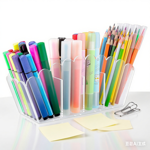 Portapenne e Porta Pennelli da Trucco in Acrilico Trasparente, Scatola Portaoggetti da Scrivania Personalizzabile con Servizio di Taglio - Product Image 4