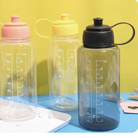 Botol air plastik portabel uniseks, Tumbler minum Gym punggung langsung Speaker tahan air 1000ml ramah lingkungan