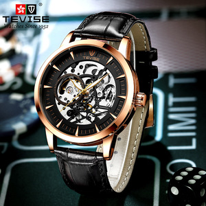 874A Ingenious Hollow Design Men Leather <b>Watch</b> Water Resistant Automatic Mechanical Stainless Back <b>Case</b> <b>Watches</b> - Product Image 3