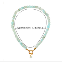 Collier géométrique en perles de pierre aigue-marine avec fermoir OT, bijoux fins, fermoir en acier inoxydable plaqué or 18 carats, élégant pour femmes