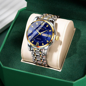 Reloj de Cuarzo de Lujo para Hombre 2026, Estilo Ejecutivo, Correa de Acero Inoxidable, Doble Calendario, Incrustaciones de Diamantes, Luminoso e Impermeable - Product Image 1