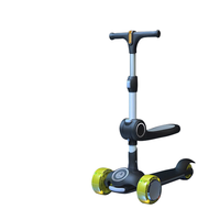 Trottinette à 3 roues 2 en 1 incassable pour enfants, garçons et filles de 3 à 6 ans, siège à hauteur réglable moderne, capteur de lumière, extérieur