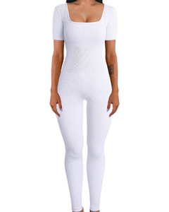 Combinaison Courte Sportive Sexy et Ajustée pour Femme 2026 avec Bretelles Élastiques, Col Carré Côtelé et Effet Push-Up Fessier - Product Image 6