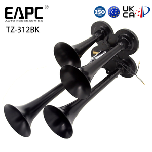 OE 312 trompeta 4 trompeta tren ruidoso camión bocina de aire coche camión barco tren autobús modificado 12V cuerno Metal cromado - Product Image 5