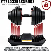 Haltère réglable 90 lb à marque privée avec 17 réglages de poids, Haltère à sélection rapide pour la personnalisation de la marque de fitness