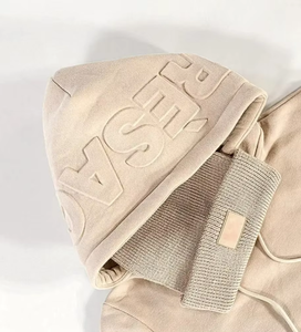 FLOWORA Sweat-shirt à logo gaufré de haute qualité, sweat-shirt personnalisé surdimensionné, sweat-shirt à capuche imprimé en 3D, personnalisation en gros - Product Image 3