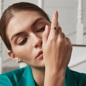 OHALAN 925 Anillos de Compromiso de plata esterlina Esmeralda piedra preciosa joyería de moda anillos de promesa alianzas de boda para mujeres aniversario - Product Image 5