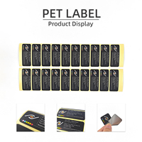 Feuilles d'étiquettes autocollantes PET découpées, rectangulaires, coins arrondis, noires mates, imprimées pour l'étiquetage des bouteilles et des boîtes, vente en gros