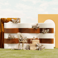 Paravent en papier kraft nid d'abeille, finition vieillie, structure de cadre au design artistique moderne, pour décoration d'anniversaire