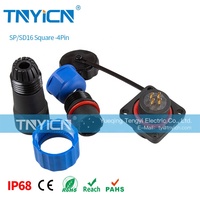 Support de panneau industriel circulaire extérieur M16 SD16 carré 4pin 5A mâle femelle prise câble d'alimentation connecteur étanche IP68