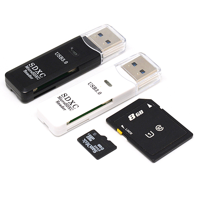 USB 3.0 Memory Card Reader 2 Slots for TF SD Card Adapter for Laptop PC Macbook 2 in 1 Card Reader