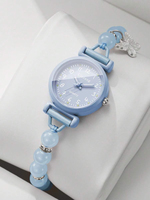 Montre à perles réglable pour femme avec pendentif papillon, montre-bracelet à quartz polyvalente A270002